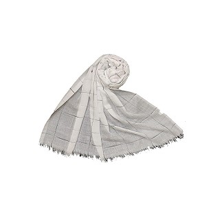 Square Box Checkered Cotton Grid Hijab - White